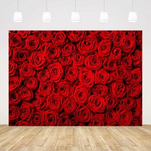 Red rose flower backdrop for photography valentines day background for photo studio bridal shower floral photo booth background