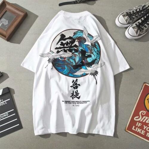 Mens T-Shirts 2021 Chinese Style Lucky Printed Short Sleeve Tshirts Summer Hip Hop Casual Cotton Tops Tees Streetwear