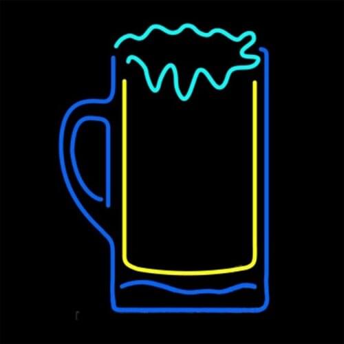 Cocktails Bar Mug Glass Open Custom Handmade Real Glass Tube Drinks Bar KTV Store Advertise Decoration Display Neon Sign 12"X19"