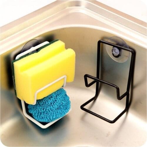 Kitchen Metal Sponges Holder Self Adhesive Sink Sponges Drain Drying Rack Kitchen Sink Accessories Storage Organizer