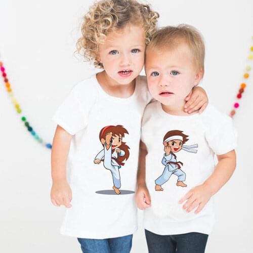 Summer Boys And Girls T-shirts Whirlwind Taekwondo Kids Clothing New Childrens Tops Aesthetic Design Fun O-Collar Boys T Shirt