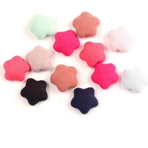 LF 50Pcs Mixed 16mm Flower Cloth Sewing Buttons For Clothes Needlework Flatback Scrapbooking Crafts Decorative Diy Accessories
