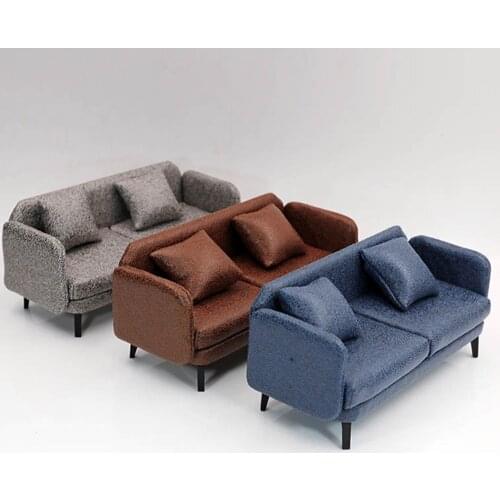 1/12 Soldier scene accessories mini furniture leather two-seat sofa fit6 inch action figure