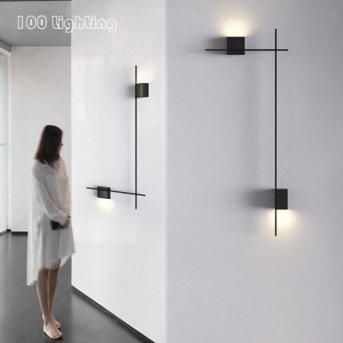 Minimalist LED Wall Lights Blakc White Metal Living Room Aisle Stairs Sconce Surface Mount Free Collocation Art Design