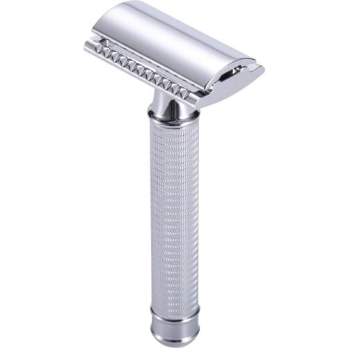 Men Face Safety Razor Zinc Alloy Short Handle Classic Manual Metal Shaver No Slip Double Edged