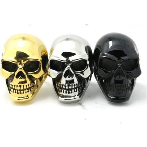 Mens Biker 316L Stainless Steel 3 Colors Cool Polishing Skull Ring Wholesale Price