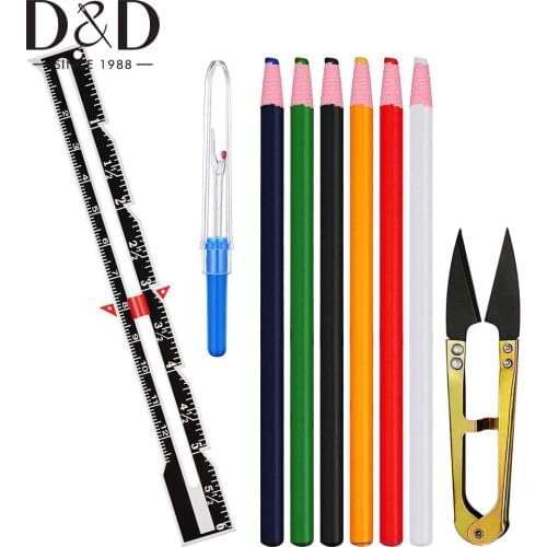 9Pcs Sewing Tool Sets Fabric Marking Pencils&Sewing Gauge Measure Ruler&Seam Ripper&Yarn Thread Cutter for Sewing Quilting Craft
