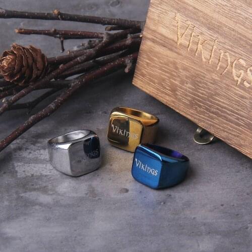 Stainless Steel Viking Ring for men with wooden box as gift
