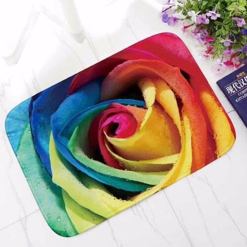 LIU 3D Flower Rose Printed Non-slip Home Floor Carpet Floral Style Living Room Bedroom Kitchen Tapis Mats ROSE Doormat TAPIS