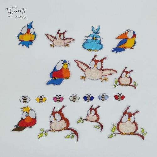 New arrive Cartoon Bird Bee Patch Hot melt adhesive Embroidery Iron on patch DIY Motifs Stickers Badges Clothing Accessories