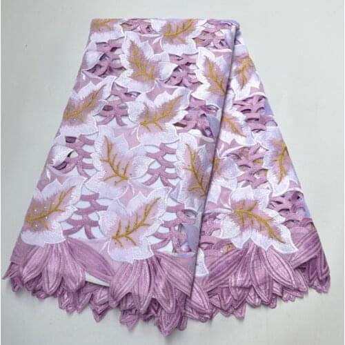 New arrivals High quality wedding lace handcut African Fabric lace with stones 5 Yards 100% Cotton Swiss Voile Lace-01