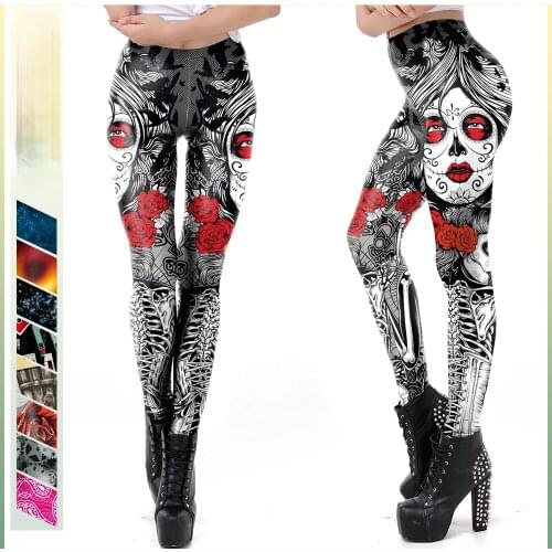 New Sexy skull Flower 3D Prints Women Girls Elastic Fitness Gym Sport Workout Leggings Yoga Pants Dropshipping Sweatpants