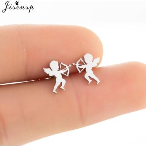New Harajuku Cute Cupid Angel Earrings Stud for Women Vintage Show My Love Earring Jewelry Girlfriend Valentines Day Gifts