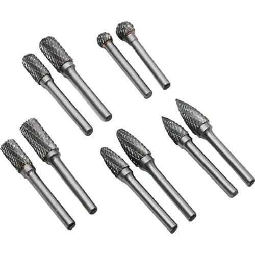5Pcs / Set Carbide Tungsten Steel Grinding Head 6x10 6x12mm Rotary Boring Cutter Woodworking Wood Carving Carving Knife