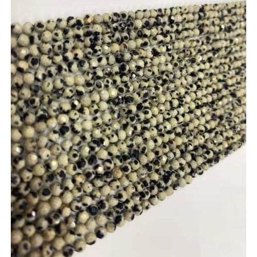 AAA natural spotted stone cutting surface sphere 2mm / 3mm / 4mm gem jewelry DIY boutique 38cm long