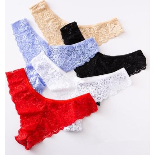 3PCS Thong Panties Sexy G-string Briefs Lace Thongs Women Underwear Panties for Female Girls Ladies Floral Pantys Underpants