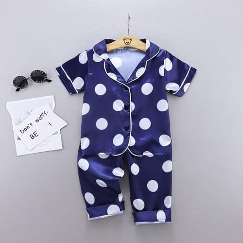 Toddler Baby Girls Short Sleeve Dot Print Tops+Pants Pajamas Sleepwear Outfits Girls Clothing Sets 2020 summer Girls Clothes Set