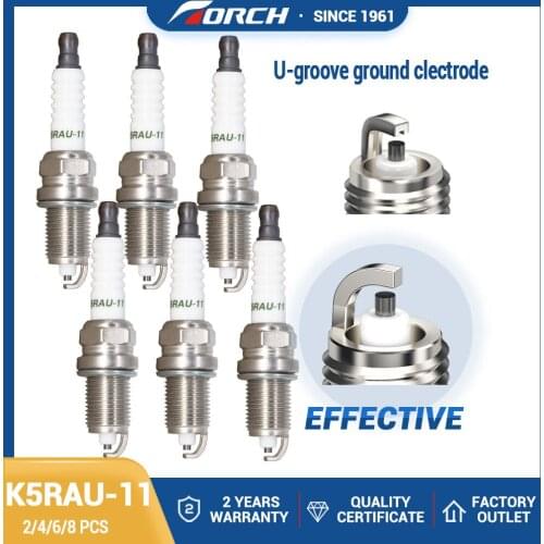 Pack of 2-8) Car Candles Power TORCH Spark Plugs K5RAU-11 for OPEL for MAZDA for SKODA U-groove Ground Clectrode