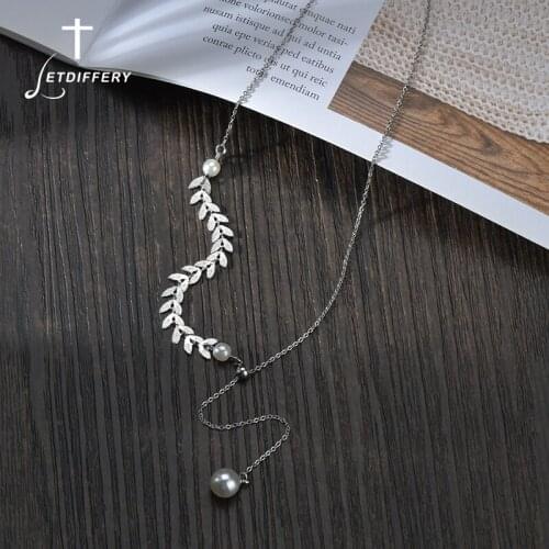 Letdiffery Vintage Imitation pearls Necklace High Quality Stainless Steel Wheat ears Choke Necklace Women Jewelry For femme