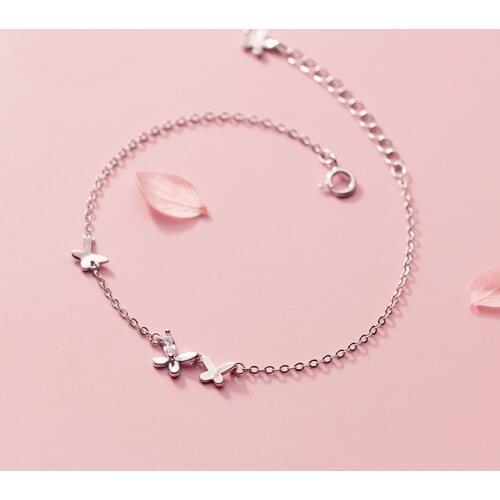 MloveAcc S925 Sterling Silver Petty Cute Butterfly Zirconia Bracelet for Women Lady Daughter Fashion Jewelry Gift
