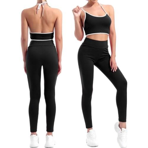 2 Piece Sports Set for Women Crop Top and Leggings Yoga Fitness Running Gym Summer Breathable Sportswear