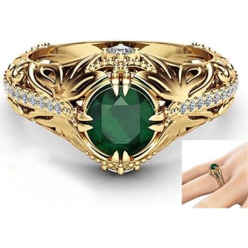 2021 new luxury Green Gold Color halo Engagement Ring for women lady anniversary gift jewelry wholesale Valentines Day R5072