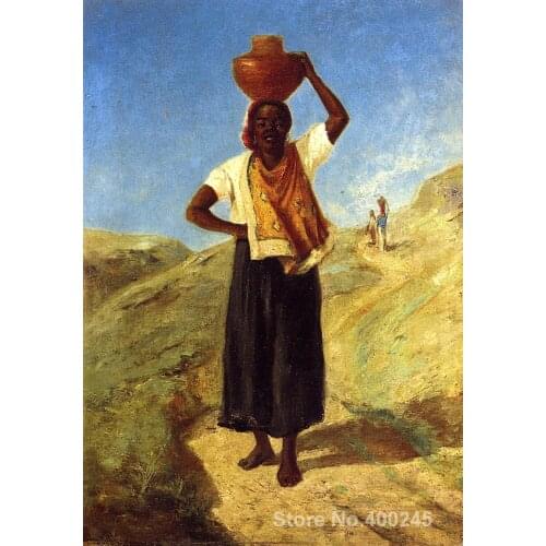 Famous Handmade oil paintings by Camille Pissarro Woman Carrying a Pitcher on Her Head wall art High quality