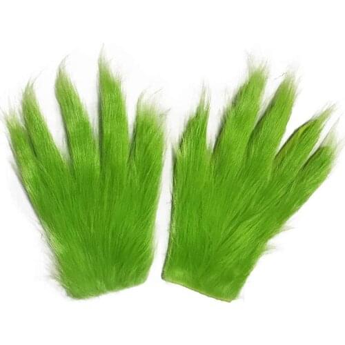 1 Pair Gloves Grinch Plush Glove Christmas Halloween Deluxe Party Cosplay Props XMAS Christmas Decoration Gloves