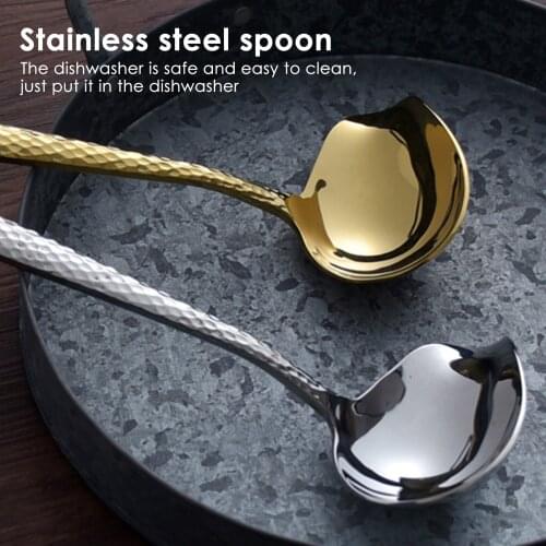 1pcs Thicken Stainless Steel Long Handle Ladle Spoon With Pouring Spout Big Soup Ladle Kitchen Cooking Tool Utensil Tool Spoon