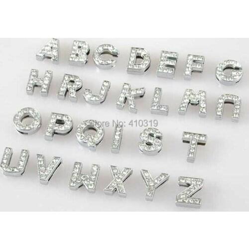 1300pcs/lot 10mm A-Z full rhinestone slide charm letter fit for 10mm DIY accessories