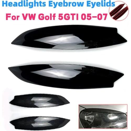 2PCS CarbonLook Headlights Eyebrow Eyelids Chrome Trim Cover For Volkswagen For VW GOLF MK5 GTI R 2005 2006 2007 Car Styling