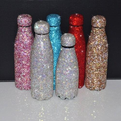 5-color 350ml / 500m shiny diamond lined thermos thermos Thermos Vacuum Bottle stainless steel coffee cup portable hot water cup