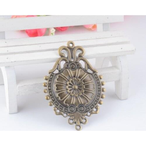Free shipping 5Pcs Antique Bronze Filigree Flower Wraps Connectors Embellishments Gift Decoration DIY Findings 6.6x4.6cm F0401