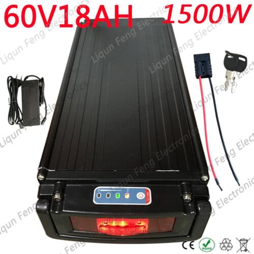 60V 18AH Lithium ion Battery 60V 18AH Electric Bicycle Battery With Tail Light And 67.2V 2A Charger For 60V 1000W 1500W Motor