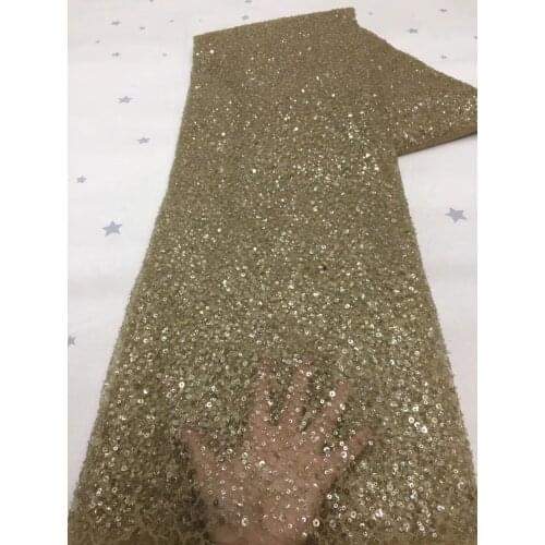 African Lace Fabric 2021 High Quality Lace gold Sequins French Net Lace Tulle Mesh Fabrics Purple Lace beads Wedding Fabrics