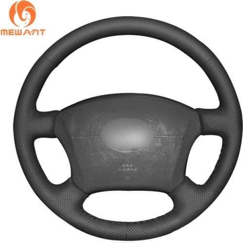 MEWANT Black Artificial Leather Steering Wheel Cover for Toyota Land Cruiser Prado 120 2004-2009 Land Cruiser 1995-2007 Tacoma