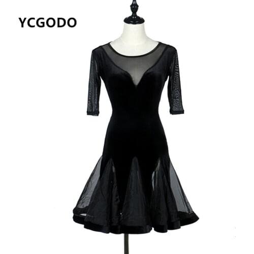 Black velvet latin dance dress women latin dress dancing Dancewear rumba dress latina salsa dress latin dance costumes