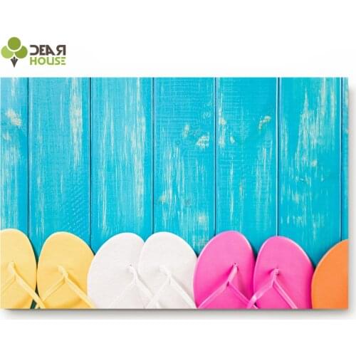 Dear House Doormat Blue Wooden Slippers Bathroom Mat Outside Waterproof Shoes Scraper Entryway Rug Home