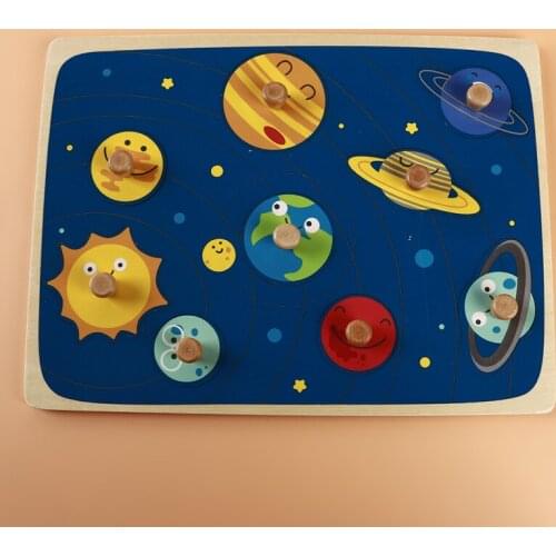 Montessori Wooden Puzzles Hand Grab Boards Toys Tangram Jigsaw Baby Educational Toys Cartoon Season Animals Fruits 3D Puzzles