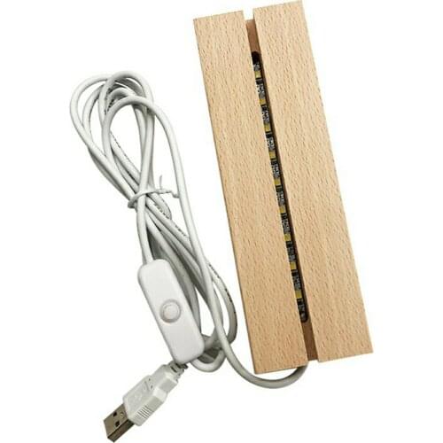 Wooden Led Lamp Base USB Cable Switch Night Light 3D Led Night Lamp Base Long Acrylic DIY Wooden Lamp Base