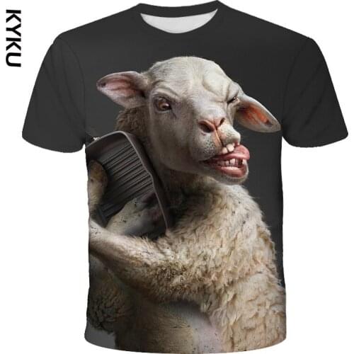 New Summer T shirt Men Streetwear Funny sheep Short Sleeve Tees Tops Animal Male Clothes Casual 3D Print Tshirt