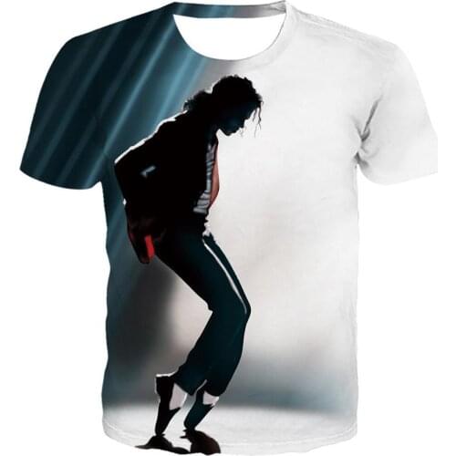 Mens 3D Print T Shirts Jackson Space Dance Step Silhouette Painting Memorial Shirt