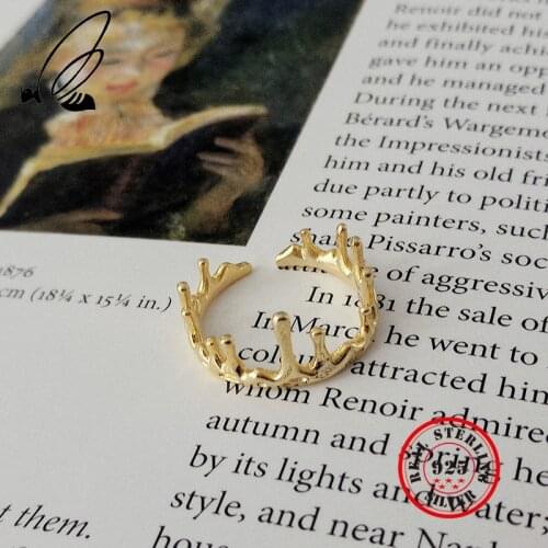 Irregular Design 925 Sterling Silver Ring For Women Gold Vintage Adjustable Anillos Plata Para Mujer Couple Accessories Jewelry