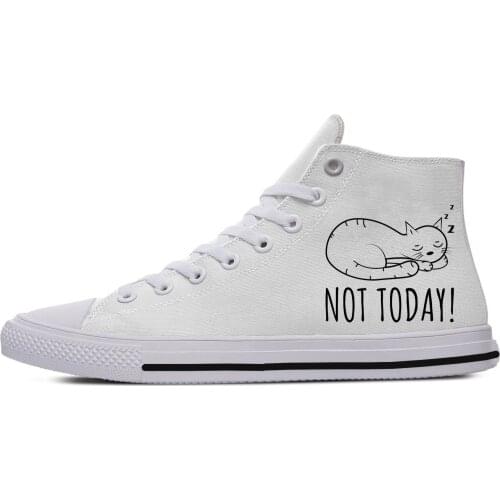 Not Today Kawaii Cat retro Novelty Design Lightweight High Top Canvas Shoes Men Women Casual Breathable Sneakers
