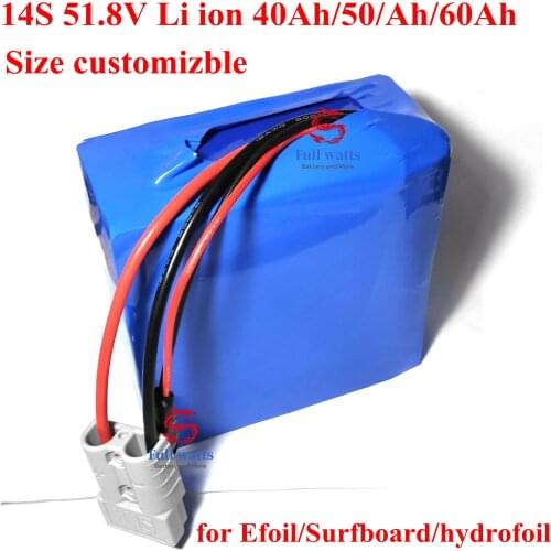 14S 51.8V 48v 40ah 50ah 60ah Lithium ion battery with bms for Efoil surfboard surfing board entertainment Sea Scooter hydrofoil