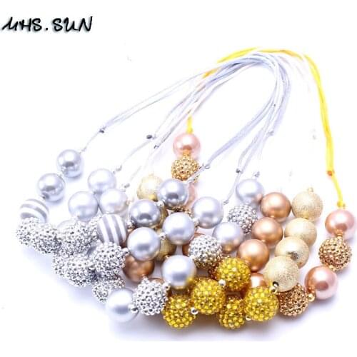 MHS.SUN 2pcs/lot fashion Handmade baby chunky bubblegum necklace DIY baby girl beads necklace Use Rope child Infant Gift BN046