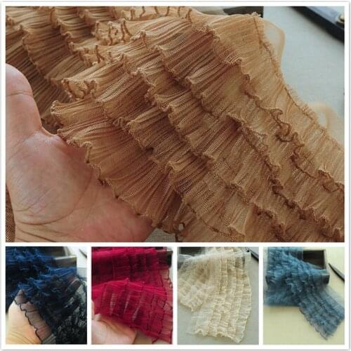 Multi-layer Organ Crumpled Ruffled Tulle Lace Fabric DIY Ladies Childrens Doll Clothing Skirt Hem Modification Trim Accessories