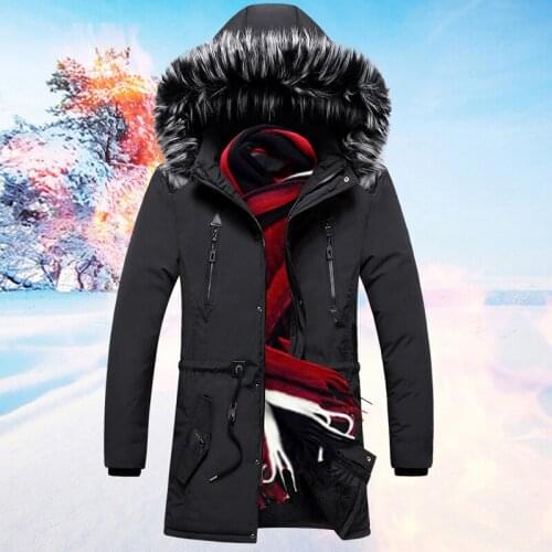 -20 Degree New Winter Jacket Men Fashion Hooded Fur Collar Windbreaker Men Coat Wool Liner Keep Warm Mid-long Men Clothing