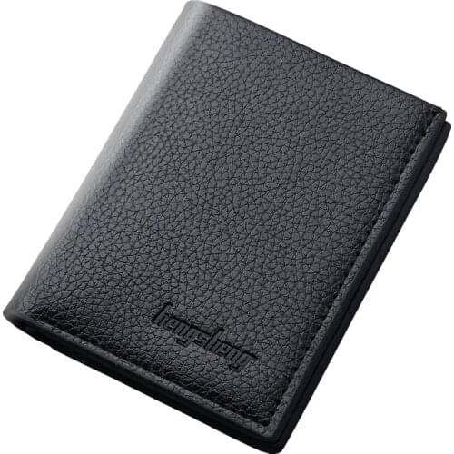 New Mens Wallet Short Drivers License Holder Compact Purse Mens Multi-card Position Simple Black Coffee Color