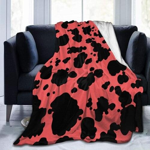 Black and Red Cow Print Throw Blanket Ultra-Soft Micro Fleece Blanket Movies Blanket for Bed Couch Living Room blankets